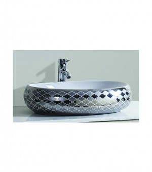 حوض مغسلة بورسلان ديكور بضاوي  مذهب صيني  42× 62  # 9524/201422